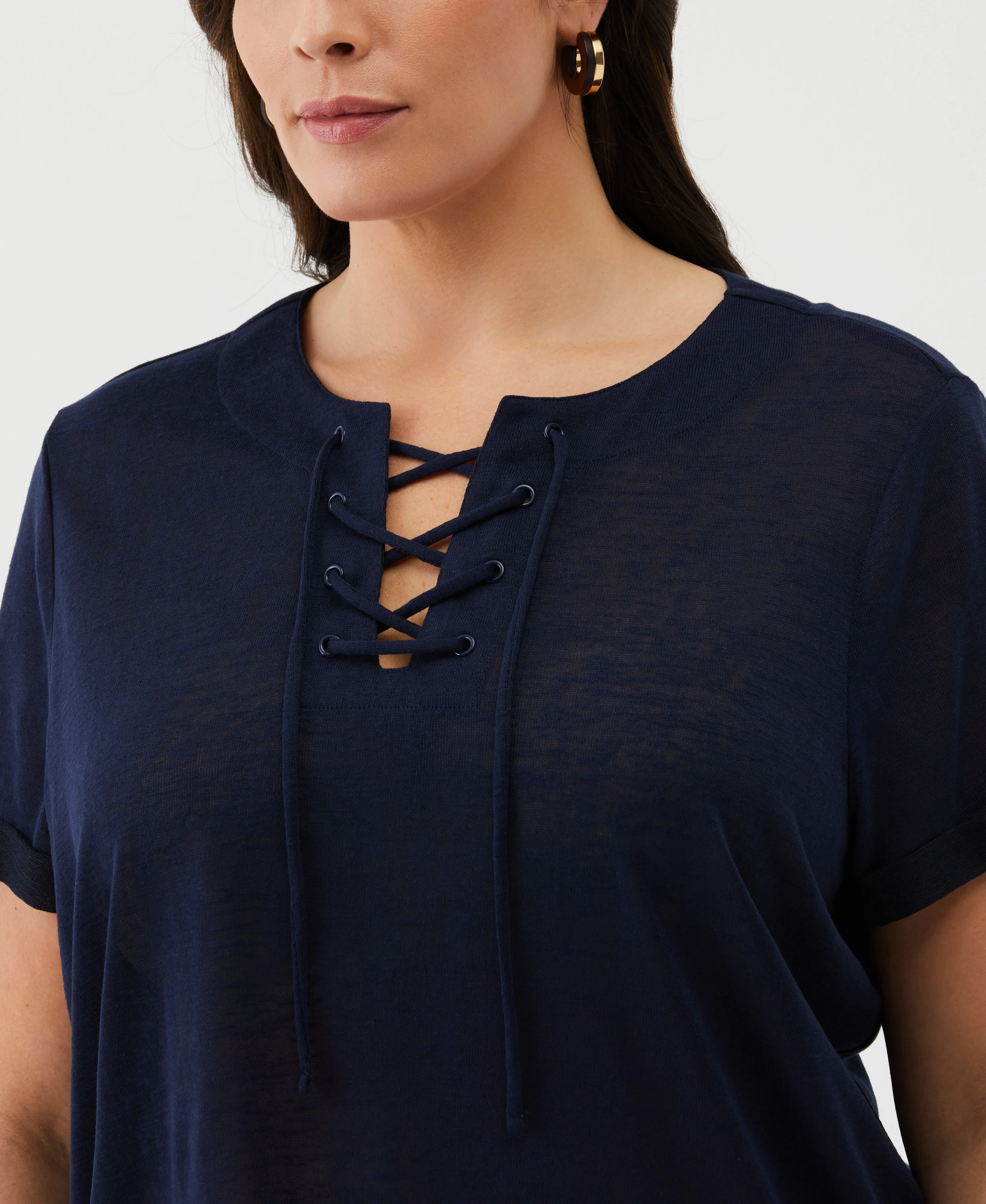 Plus Size Eco Lace-Up Tee - Image 7