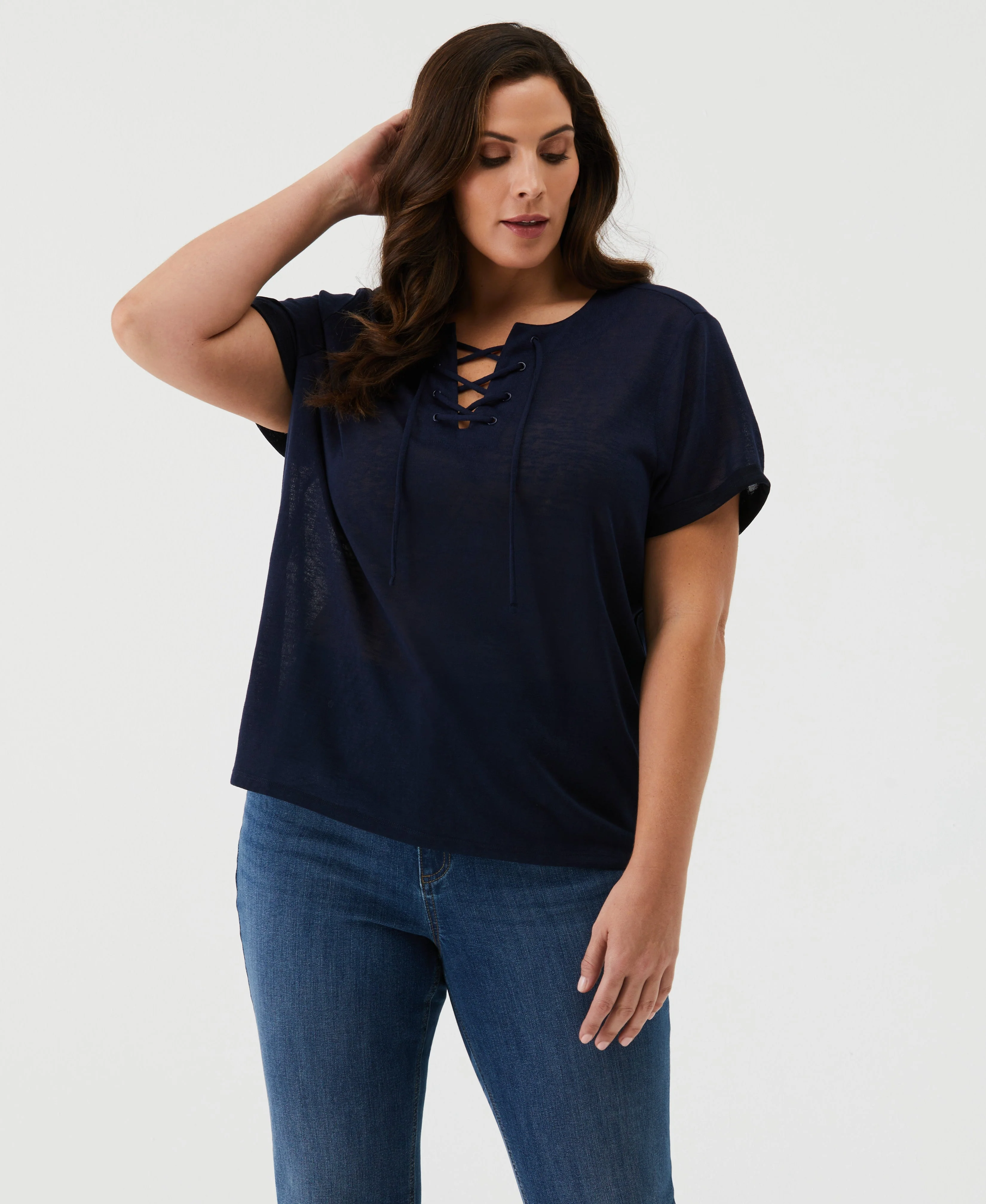 Plus Size Eco Lace-Up Tee - Image 8