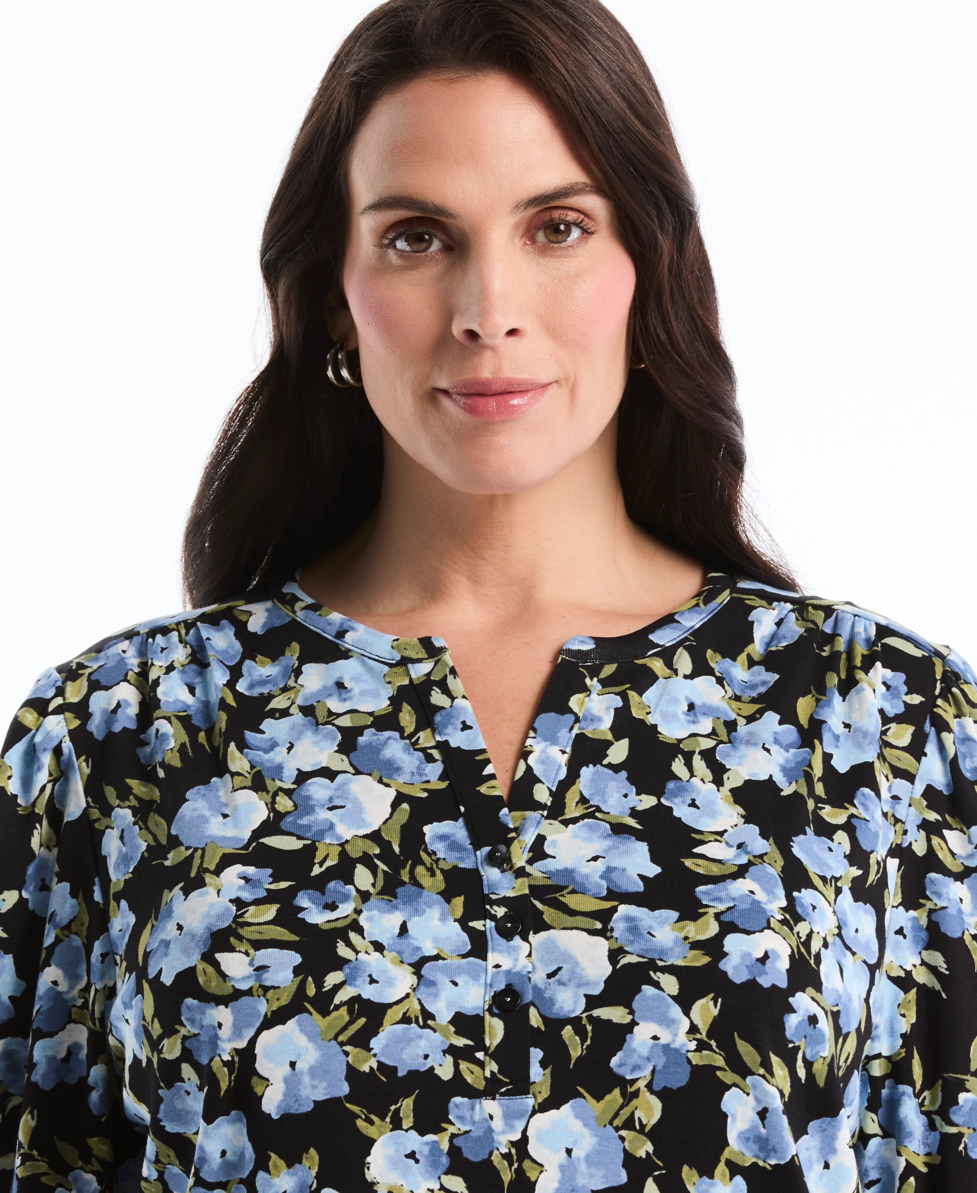 Plus Size Floral Print Shirred Top - Image 5