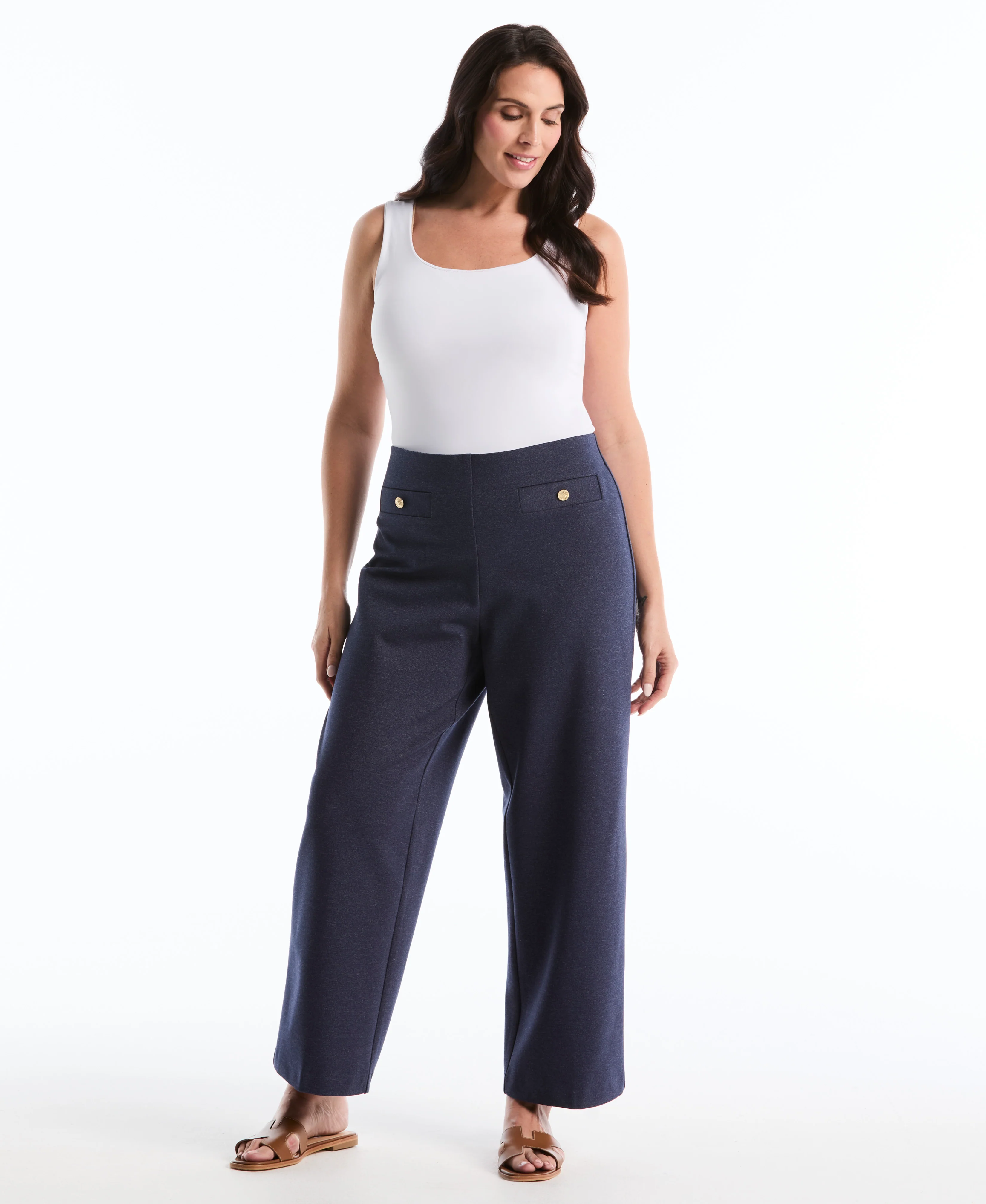 Plus Size Indigo Denim Wide Leg Pant - Image 3