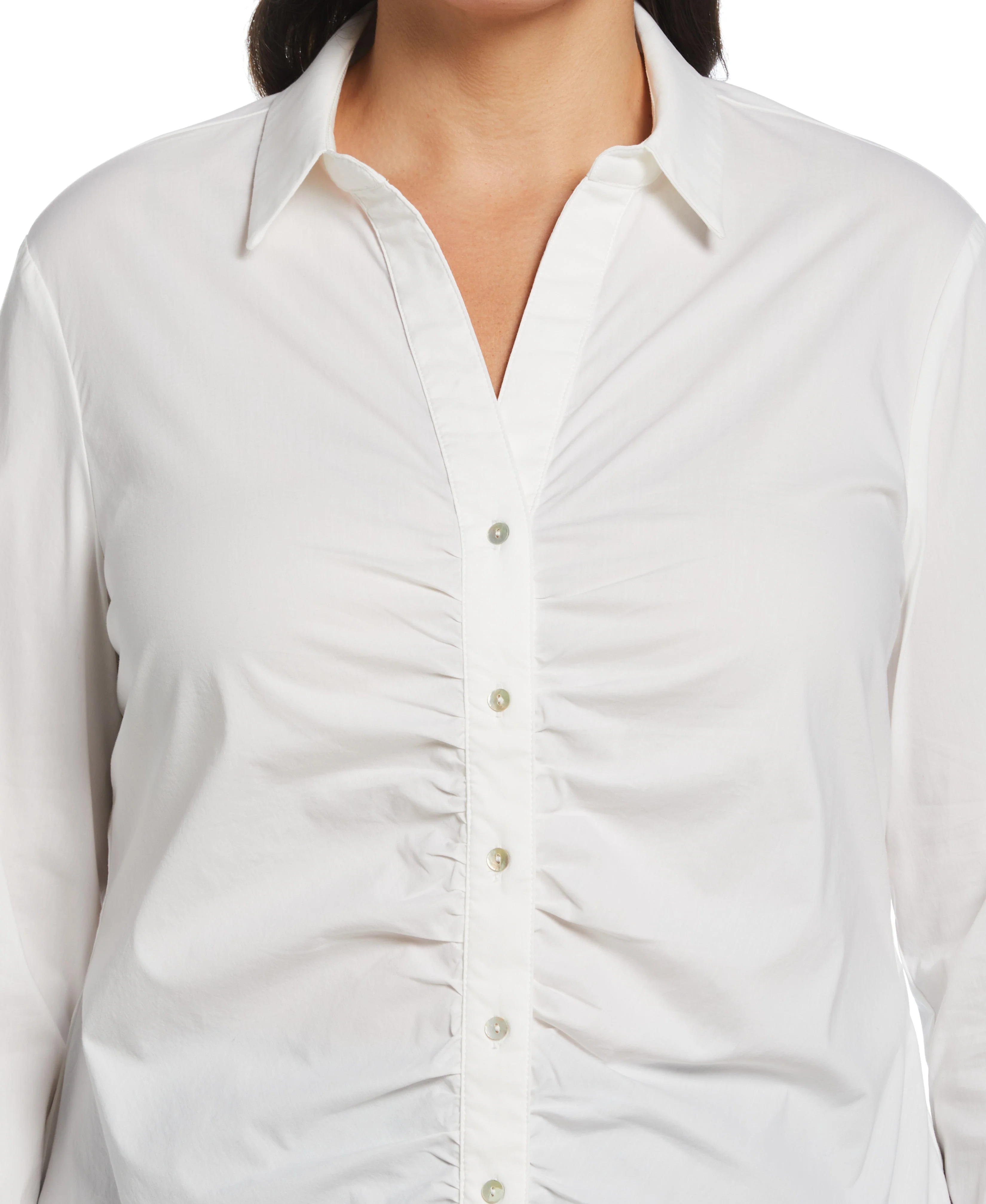 Plus Size Ruched Front Poplin Shirt - Image 3