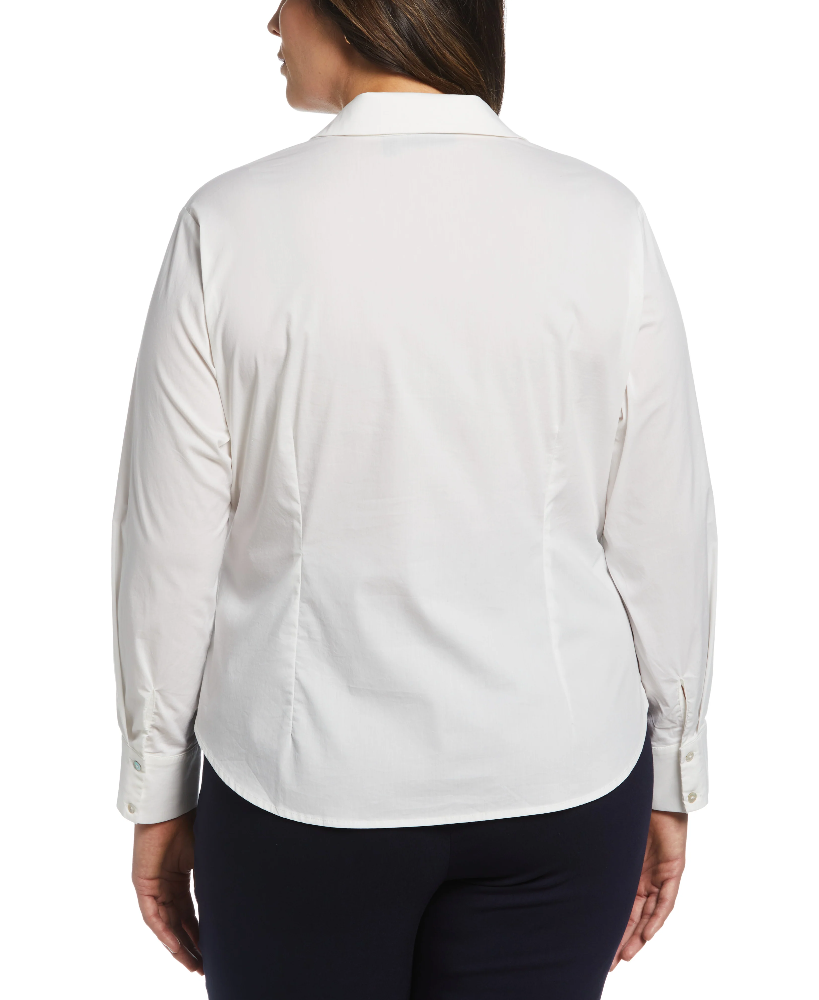 Plus Size Ruched Front Poplin Shirt - Image 7
