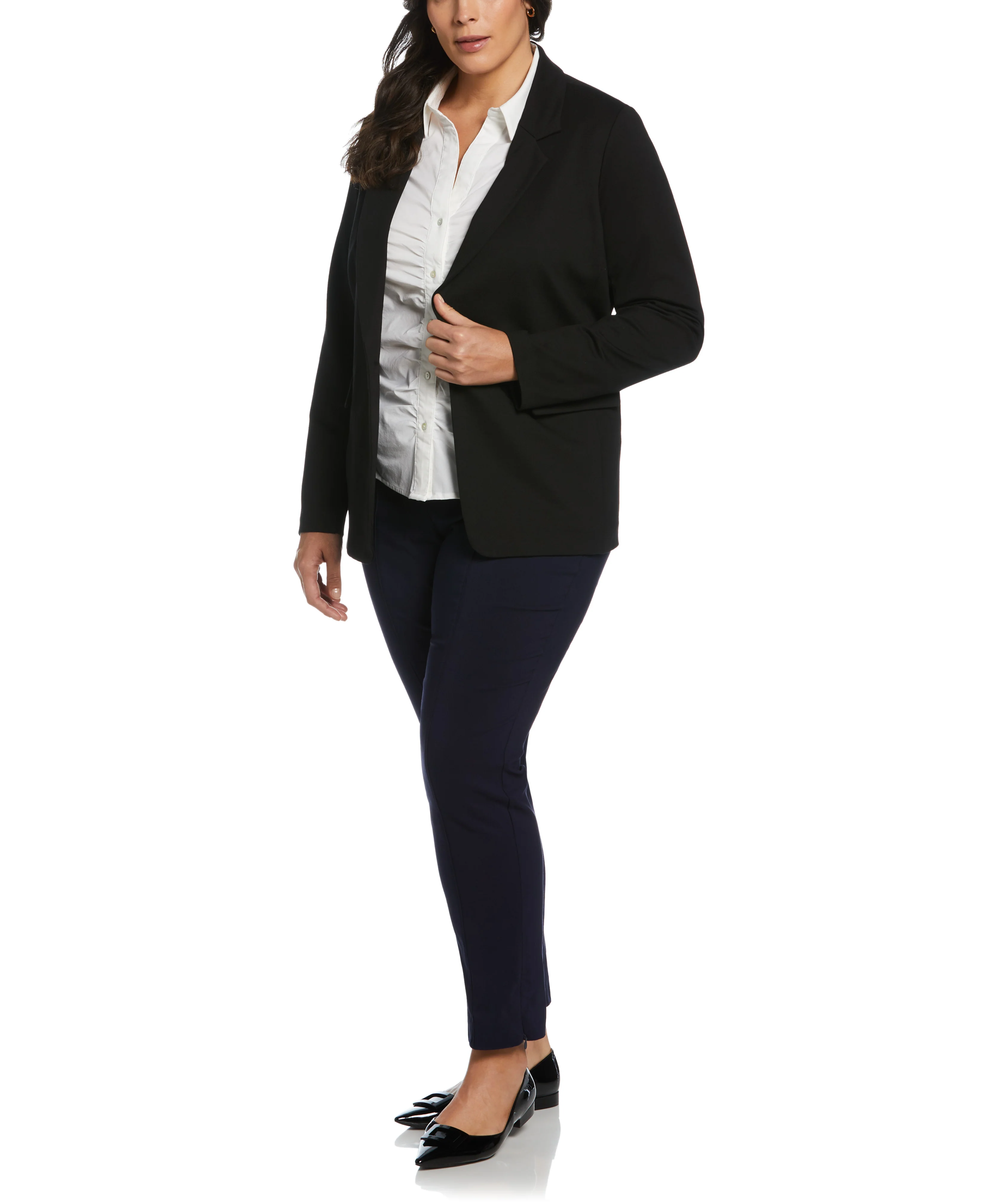 Plus Size Ruched Front Poplin Shirt - Image 9