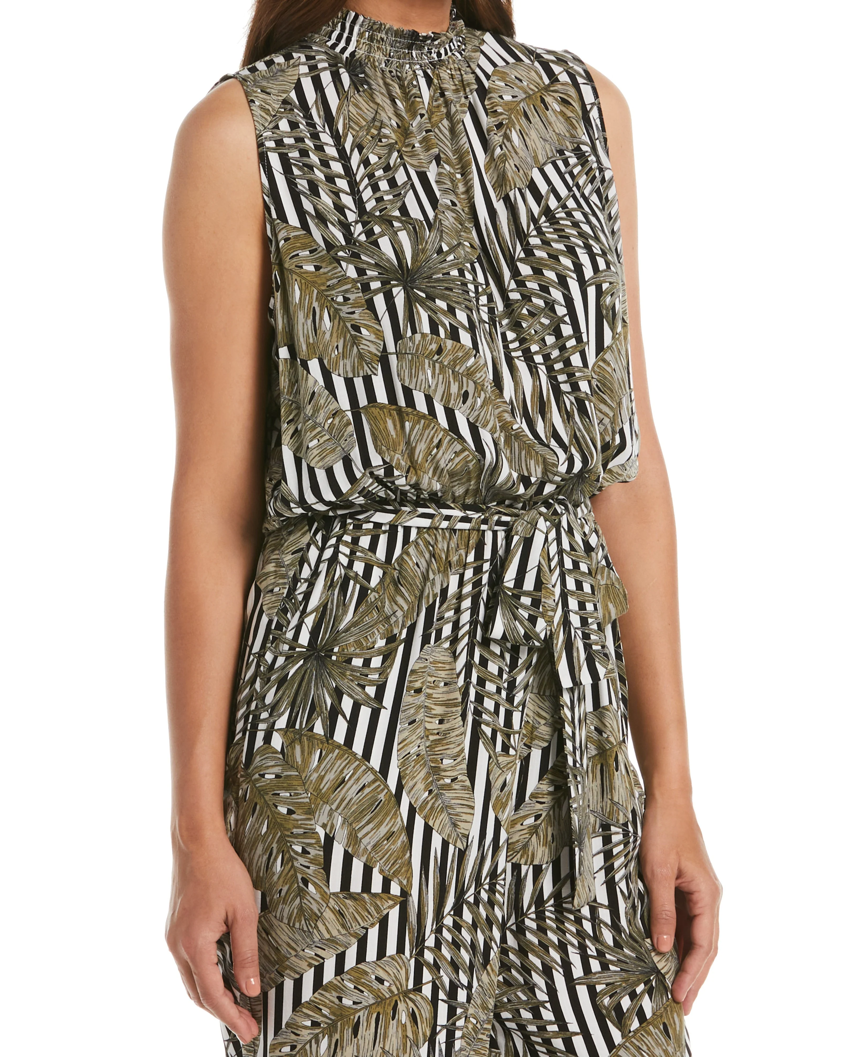 Print Smocked Neck Jumpsuit - Image 3