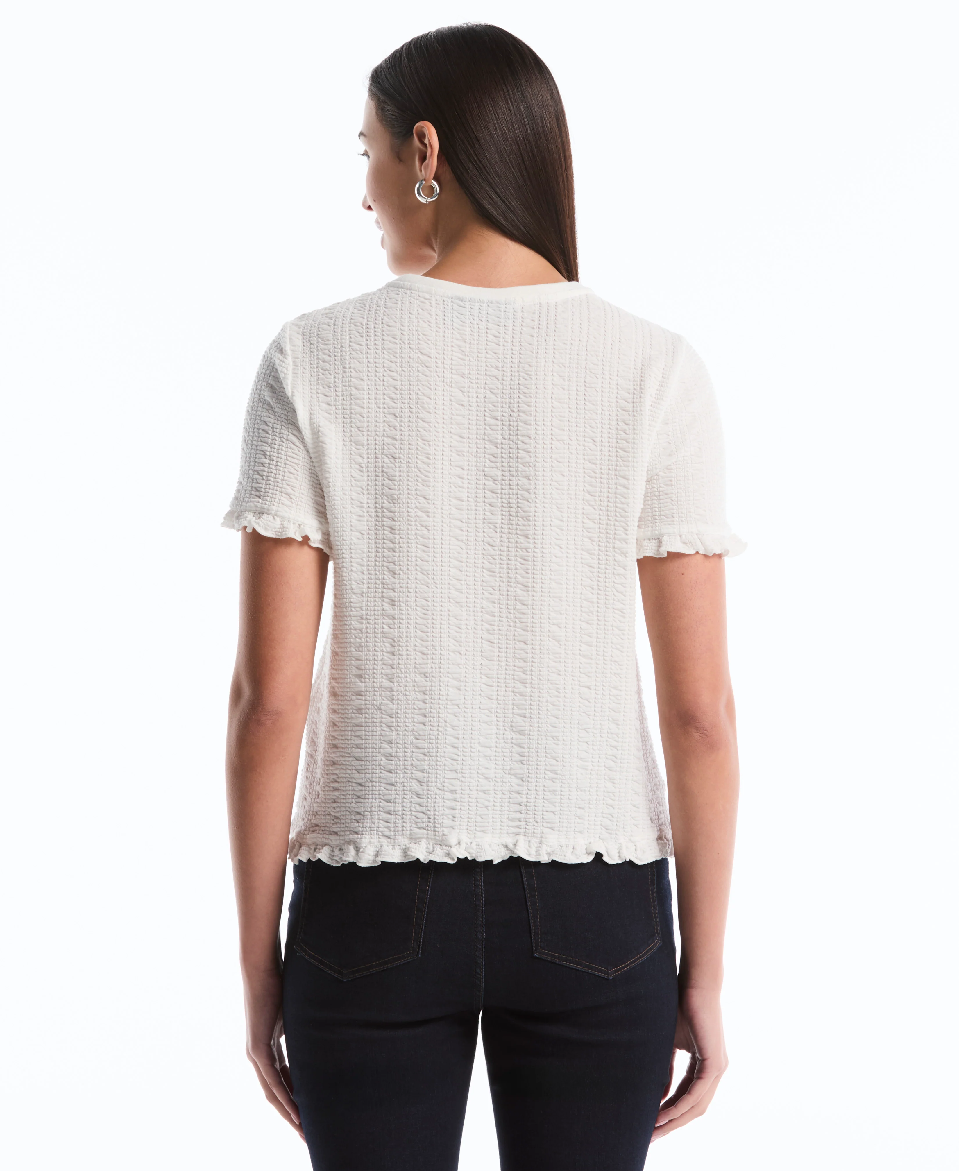 Puckered Ruffle Sleeve Top - Image 2