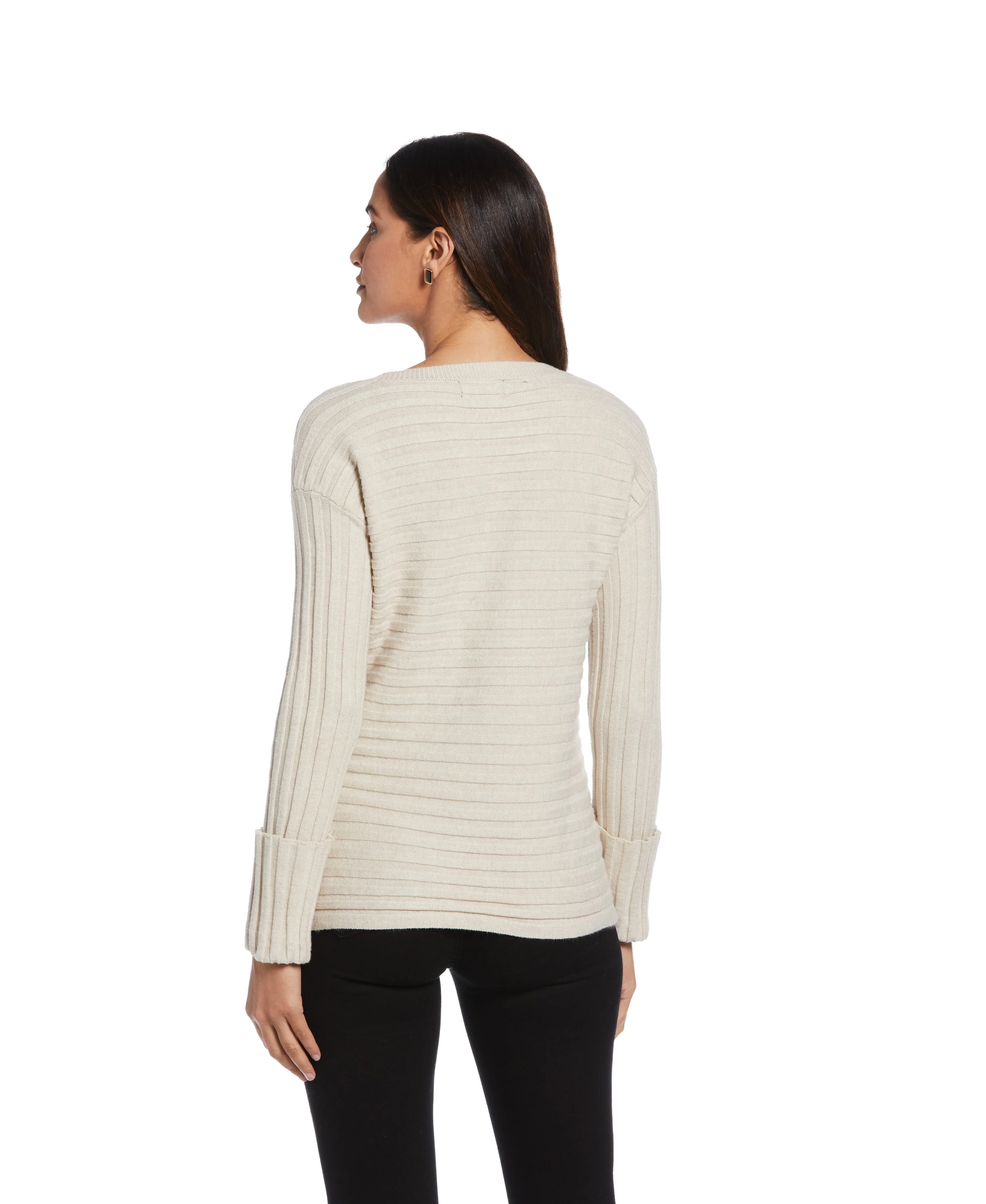 Petite Ribbed Sweater with Button Detail - Image 6