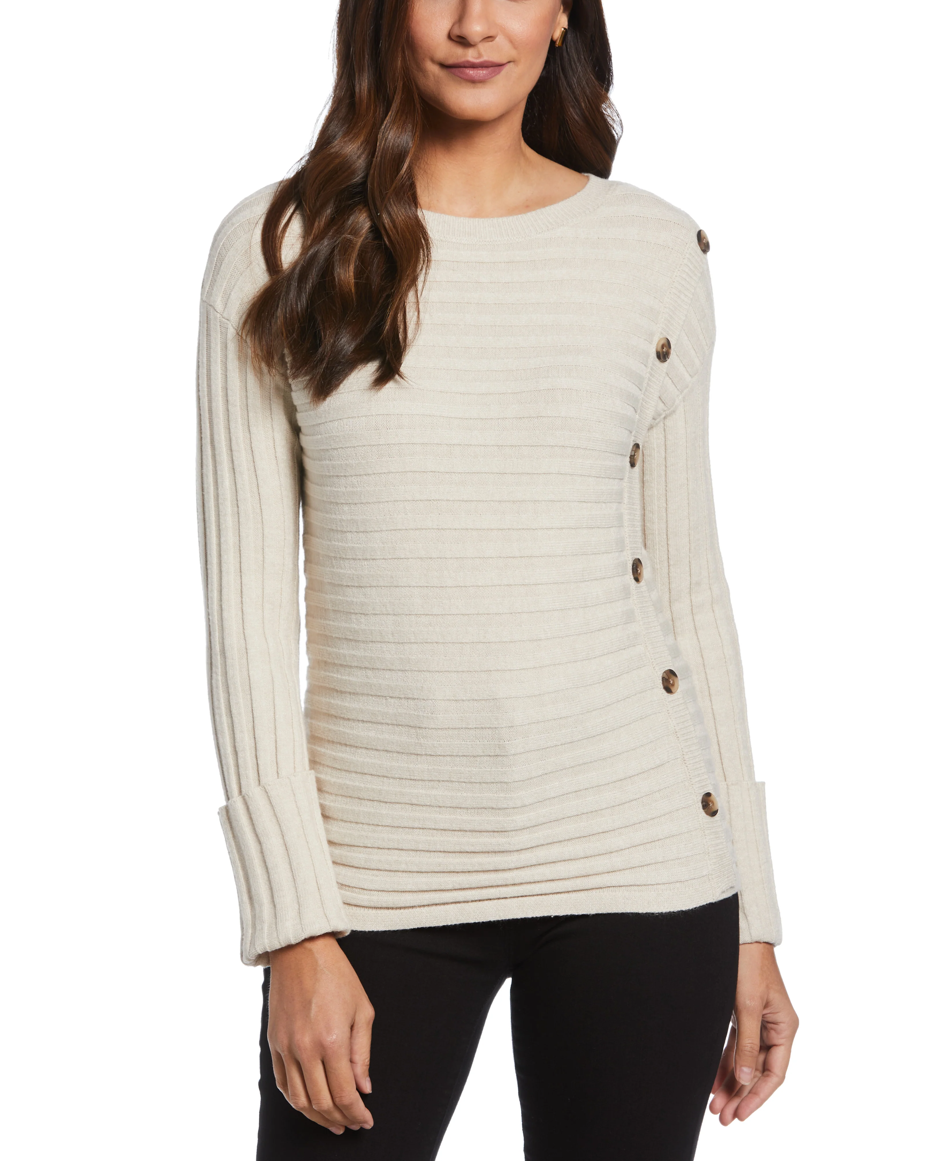 Petite Ribbed Sweater with Button Detail - Image 7