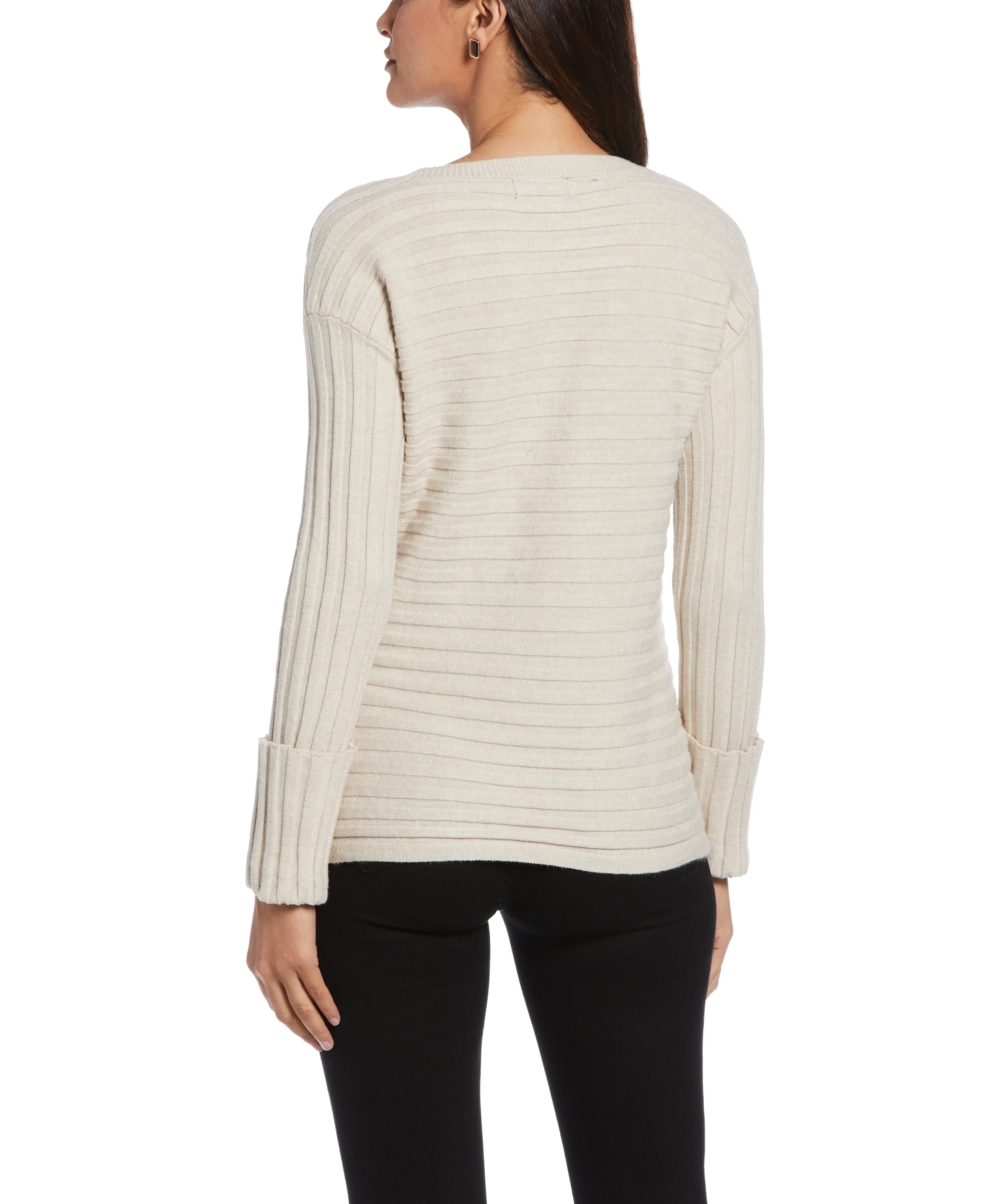 Petite Ribbed Sweater with Button Detail - Image 8