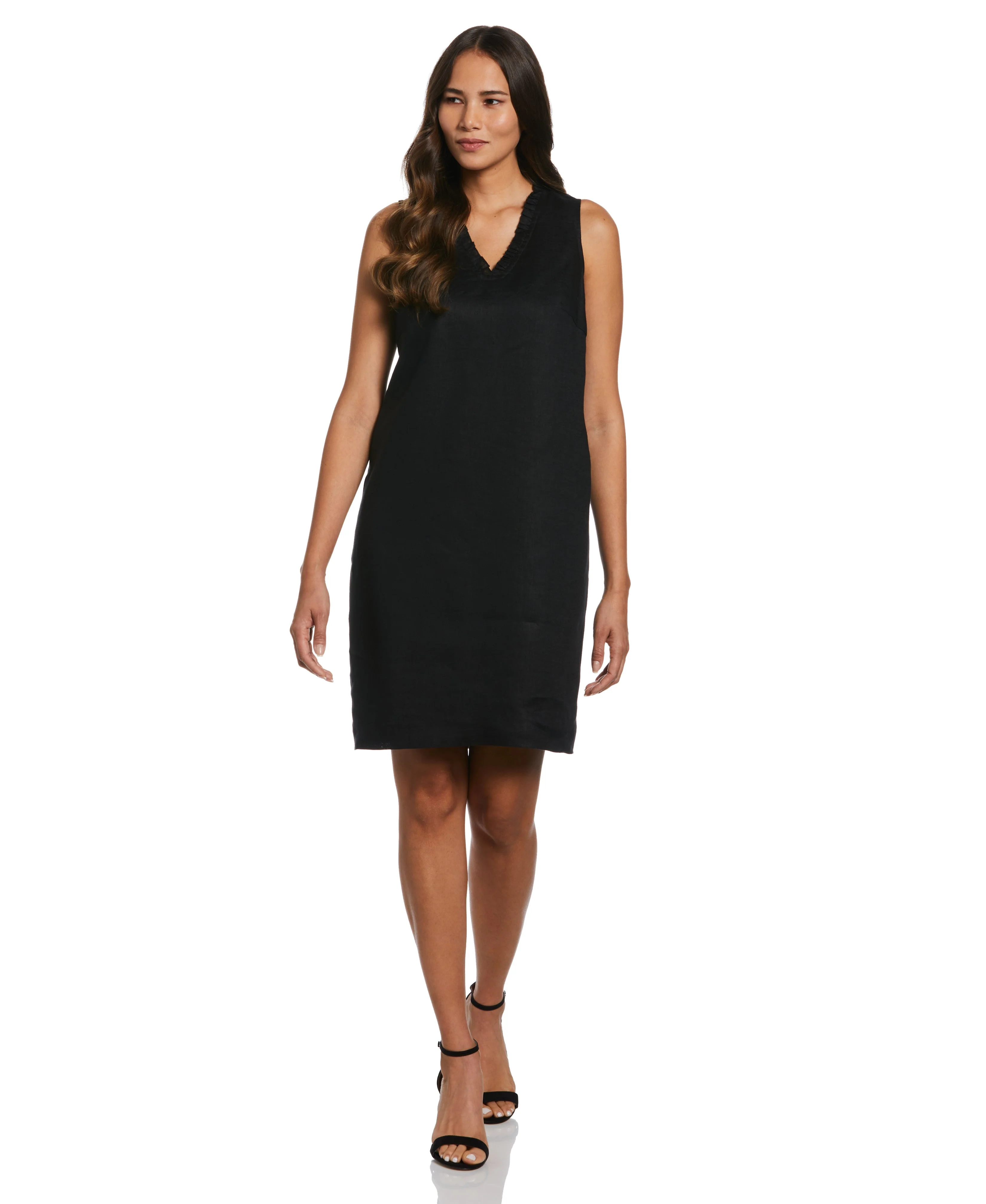 Ruffle Neck Linen Dress - Image 4