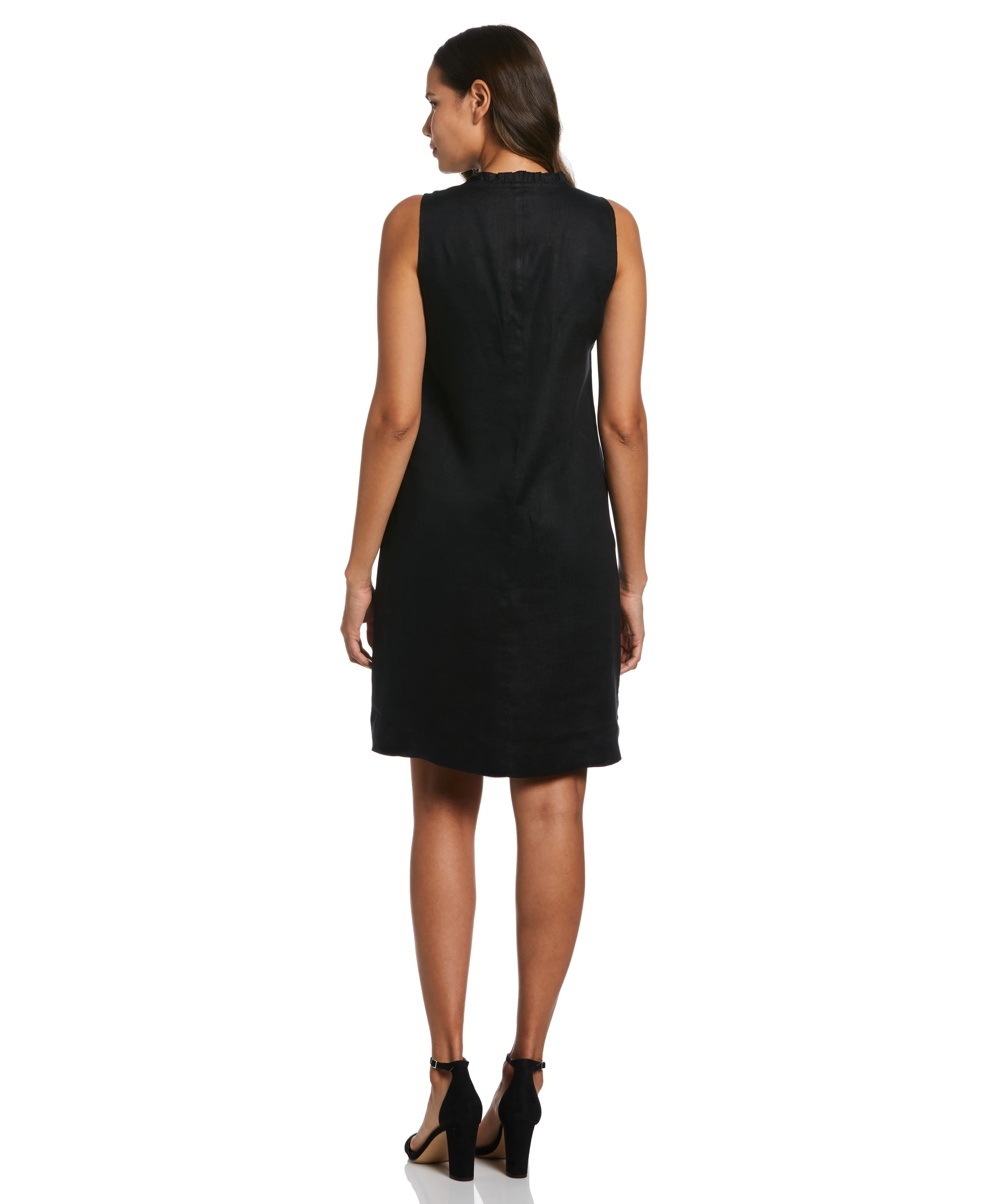 Ruffle Neck Linen Dress - Image 5