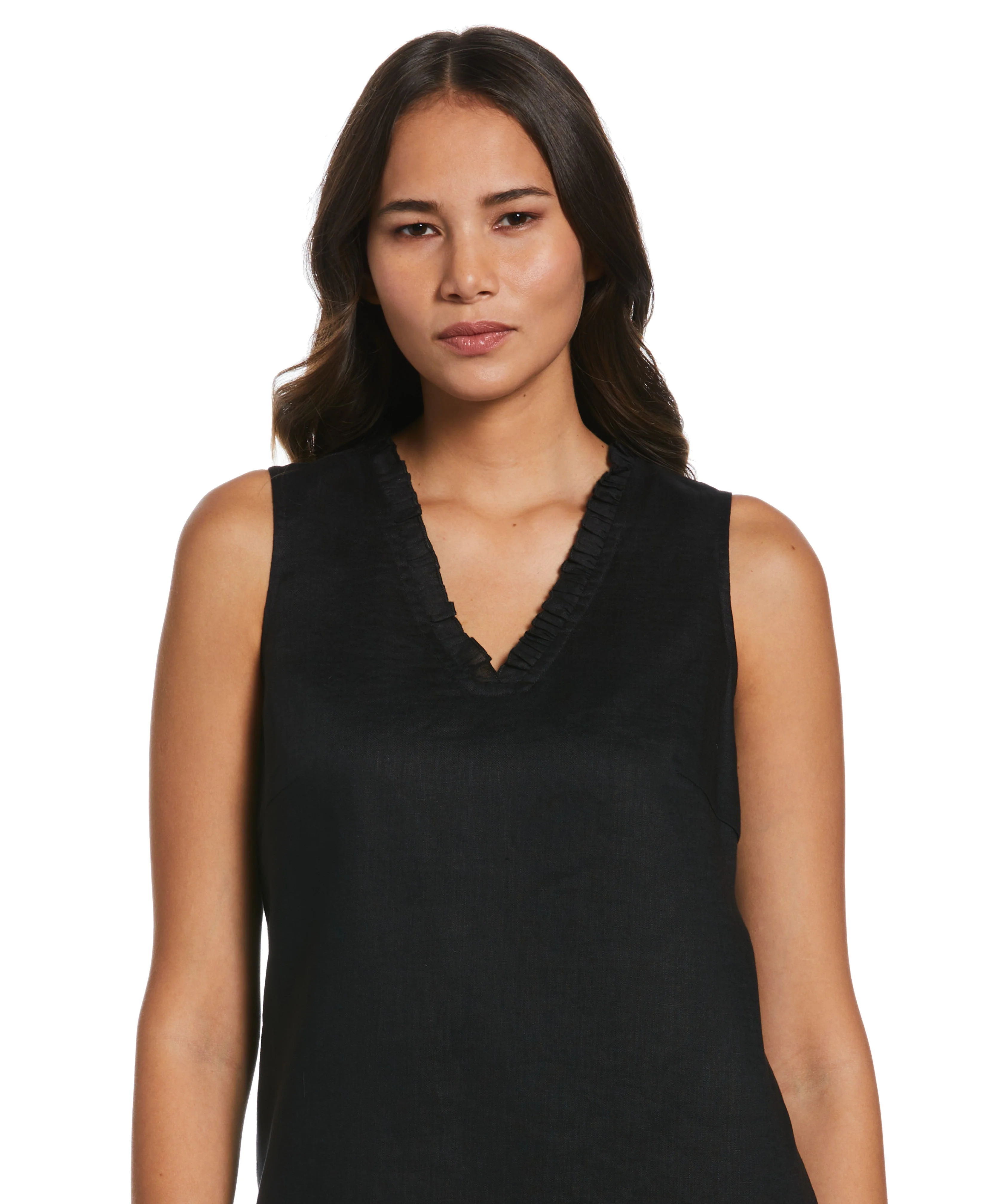 Ruffle Neck Linen Dress - Image 6