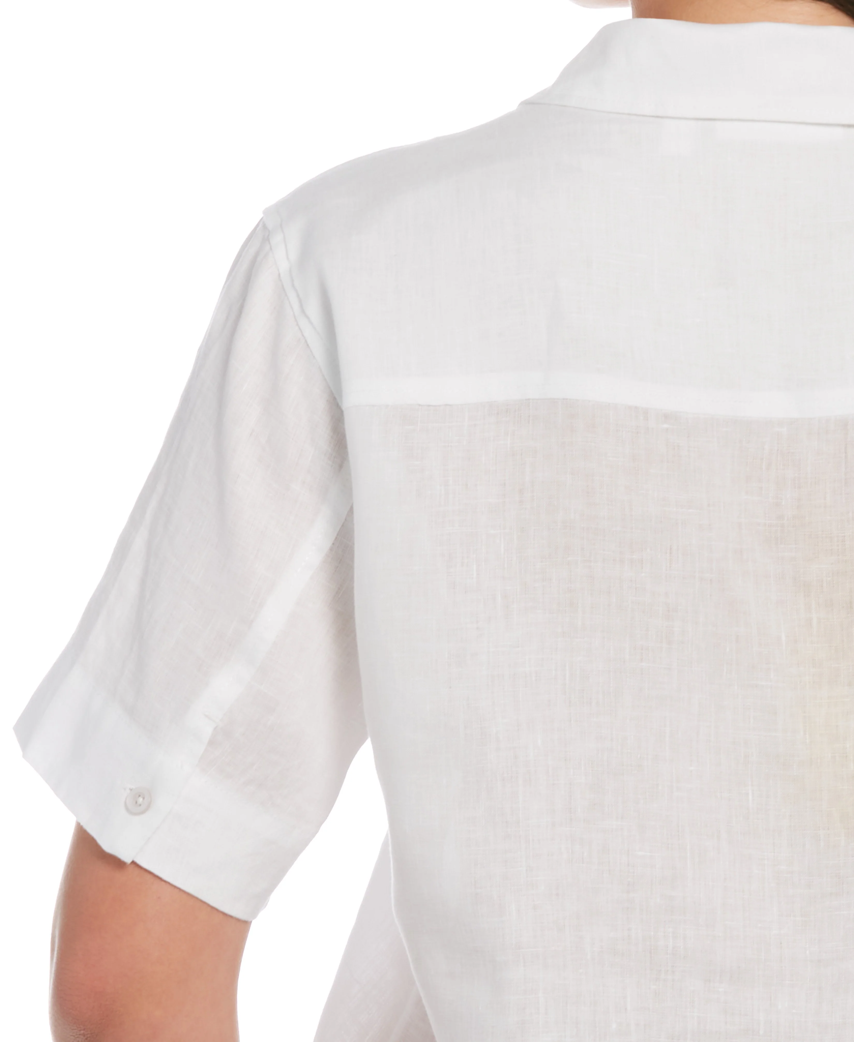 Petite Split Neck Linen Top - Image 8